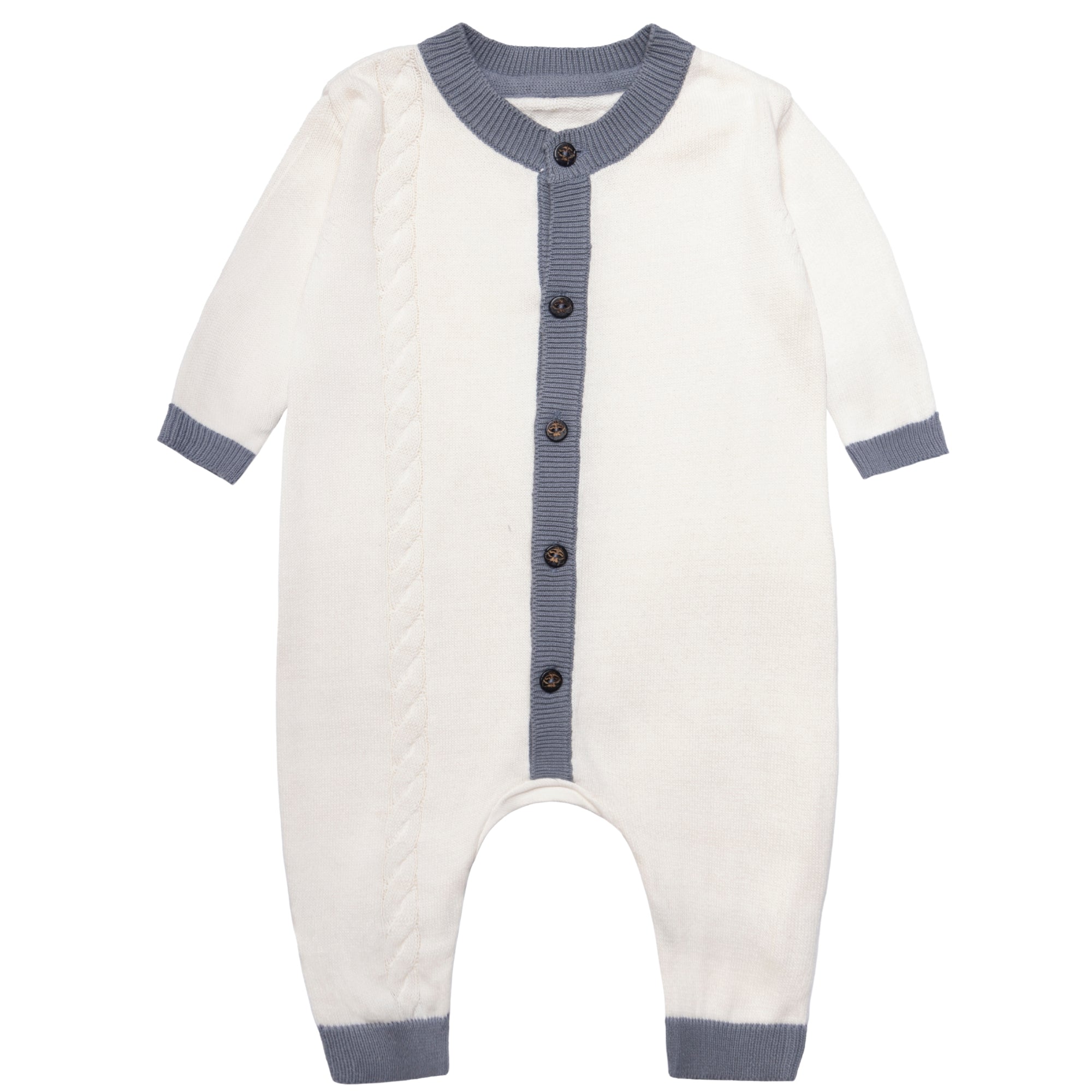 Organic Cotton Newborn Romper – Cable Knit – Sizes 1-3 Months
