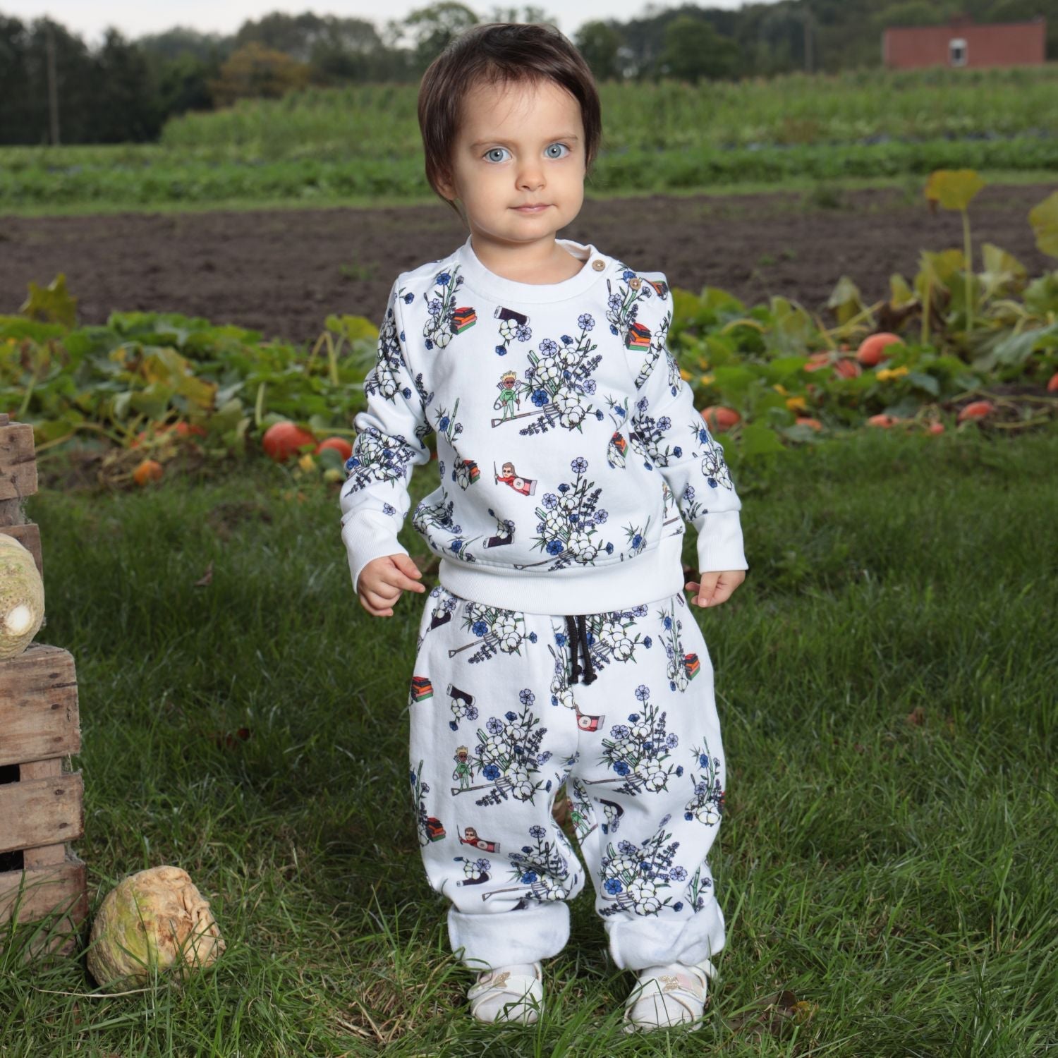 White Floral Baby Pants – Unisex, Sizes 6 Months–2 Years