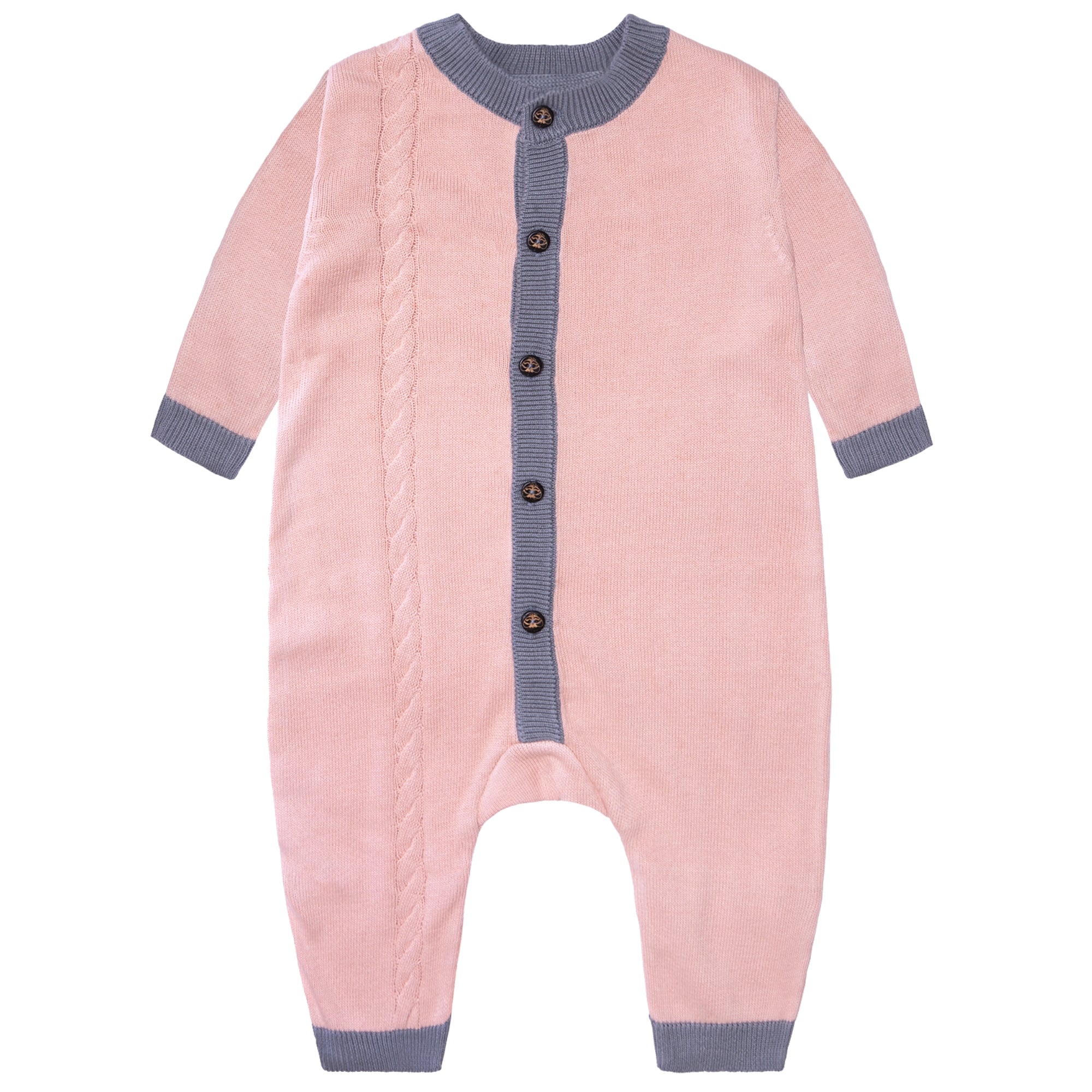 Organic Cotton Newborn Romper – Cable Knit – Sizes 1-3 Months