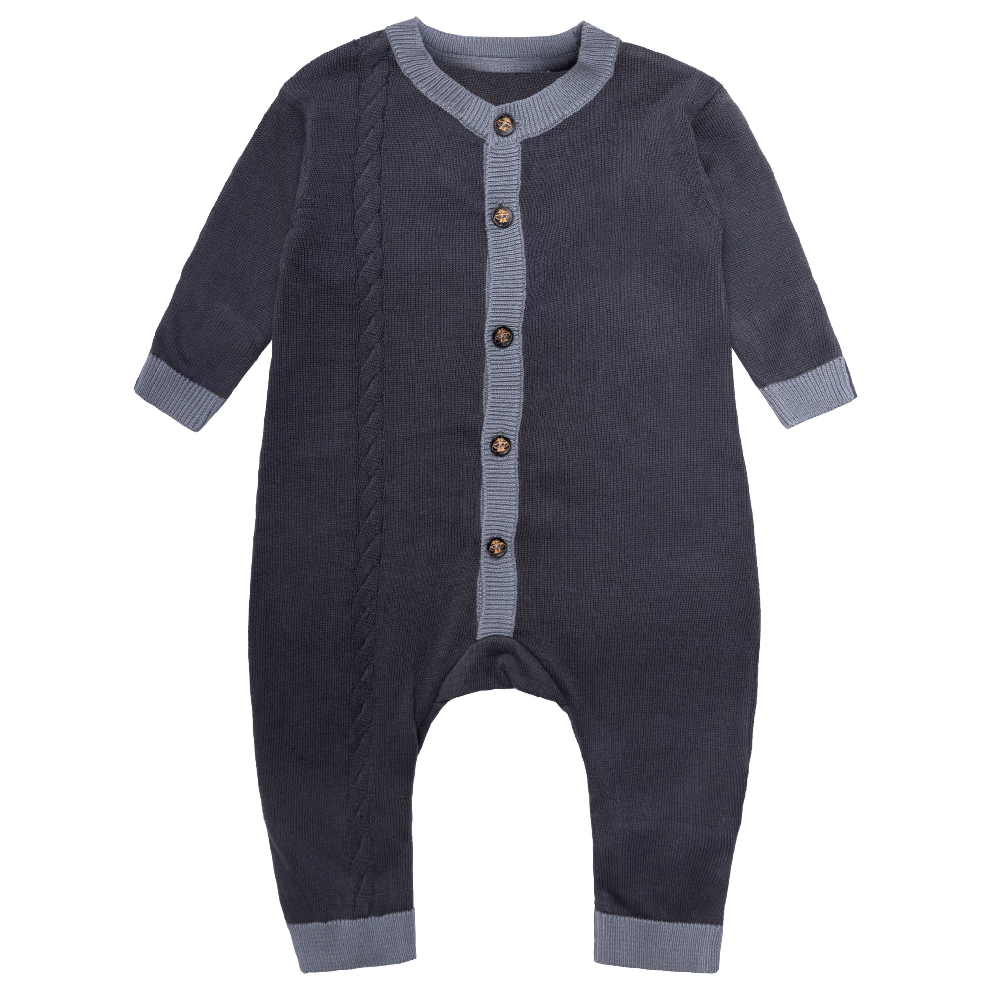 Organic Cotton Newborn Romper – Cable Knit – Sizes 1-3 Months