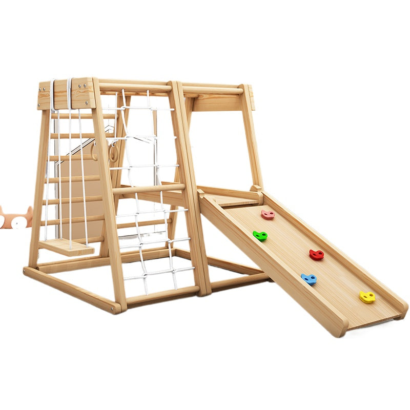 Solid Wood Kids Climbing and Sliding Playset Natural – Unisex, Recommended Age 15 Months+