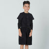 Kids Black Short Boiler Suit – Organic Cotton Fleece – Unisex – Sizes 6 Months-10 Years