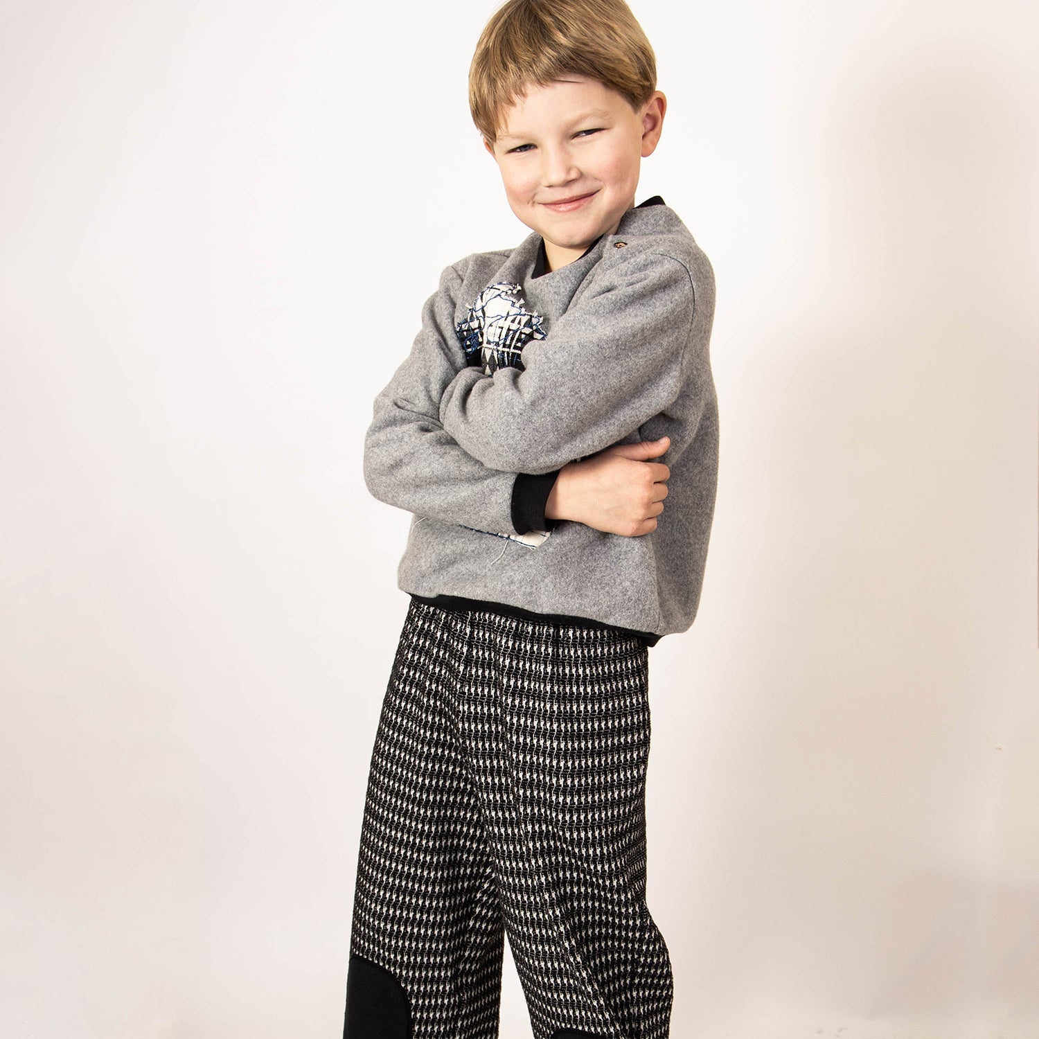 Kids’ Houndstooth Jogging Pants – Organic Cotton – Unisex – Sizes: 4-6 Years