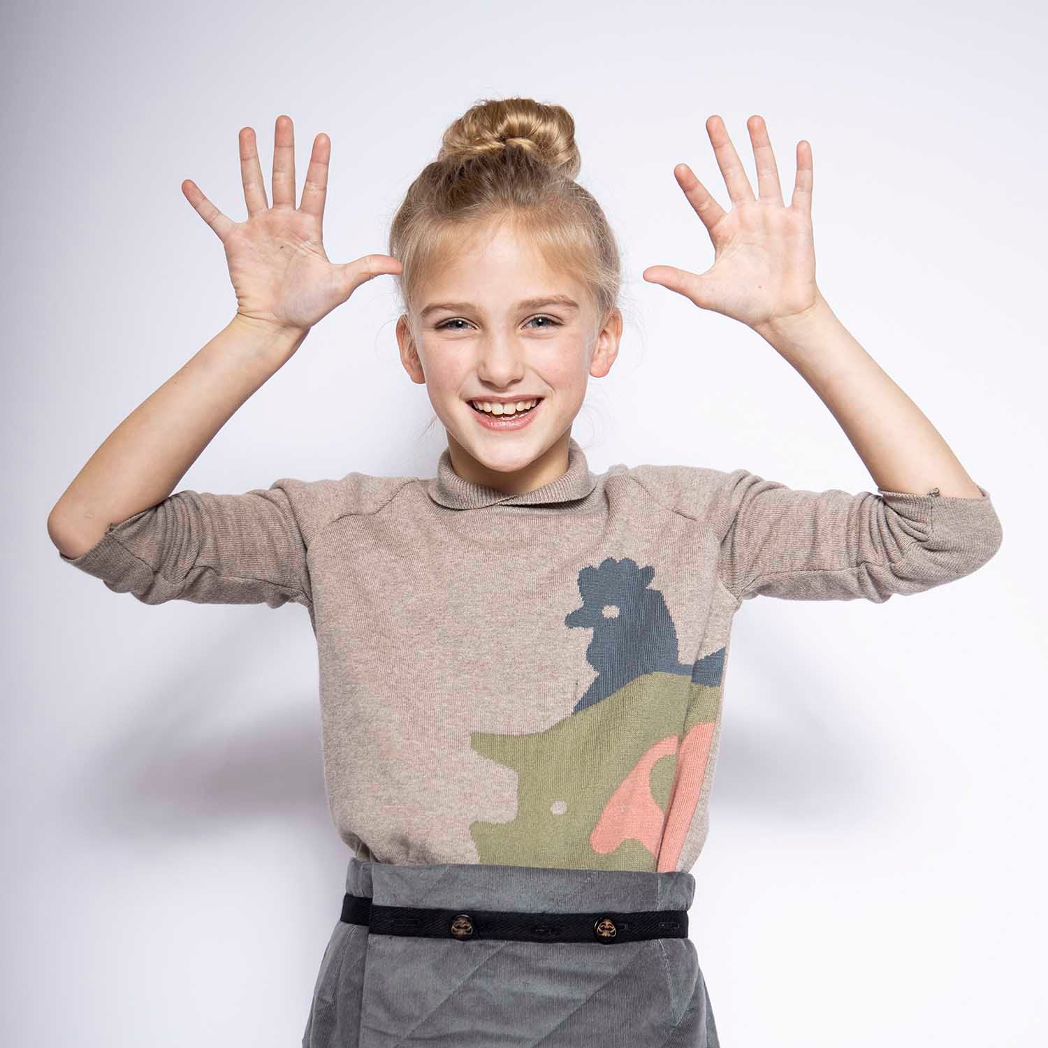 Beige Knitted Kids Sweater – Kids Unisex – Sizes 4-16 Years – Organic Cotton
