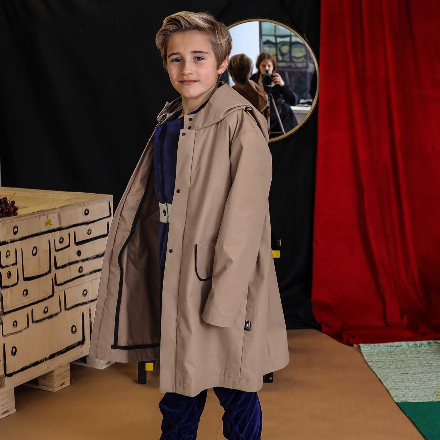 Kids Light Beige Organic Cotton Parka – Unisex – Sizes 6-16 Years
