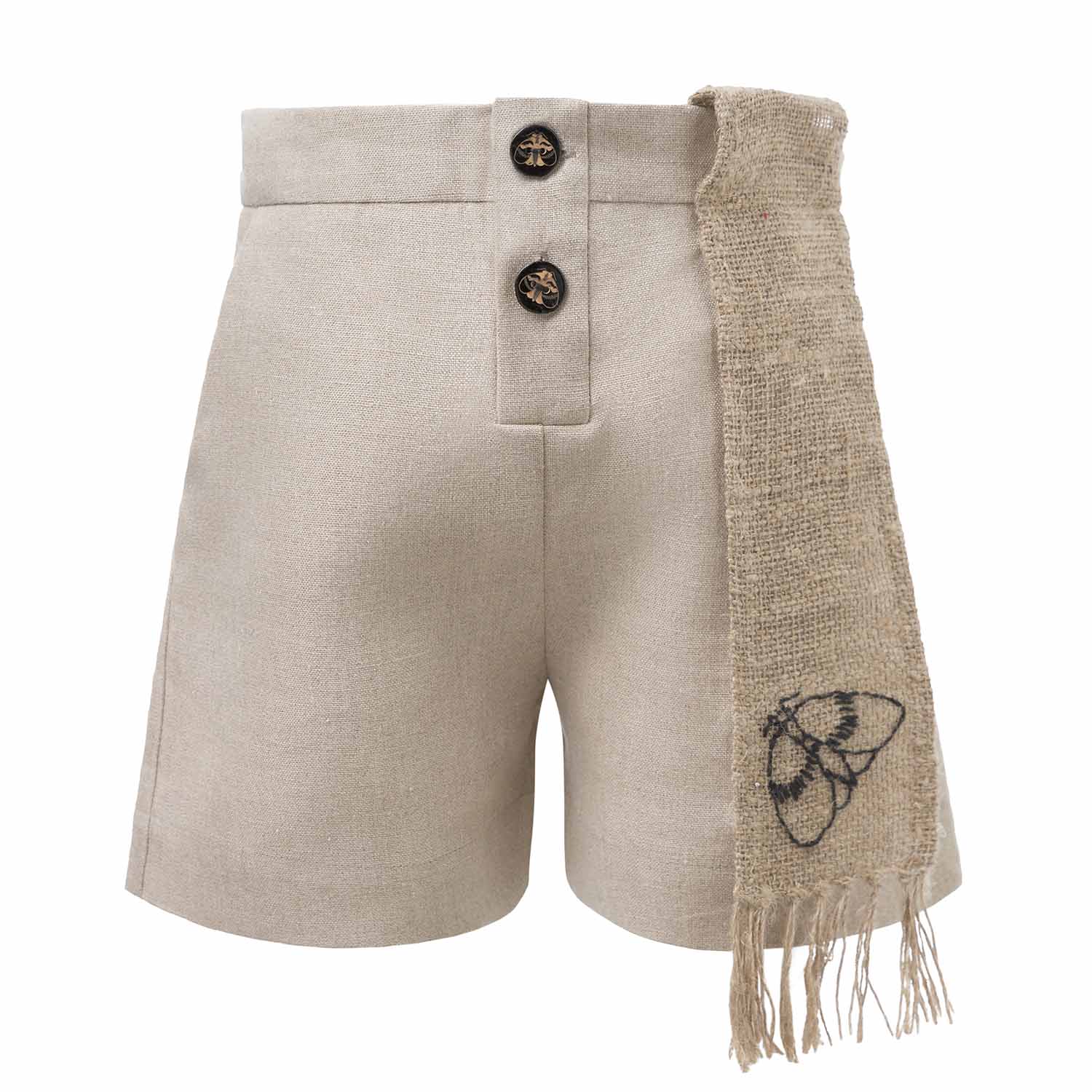 Kids' Organic Linen Shorts with Hemp Sash – Unisex – Sizes 2 to 16 Years