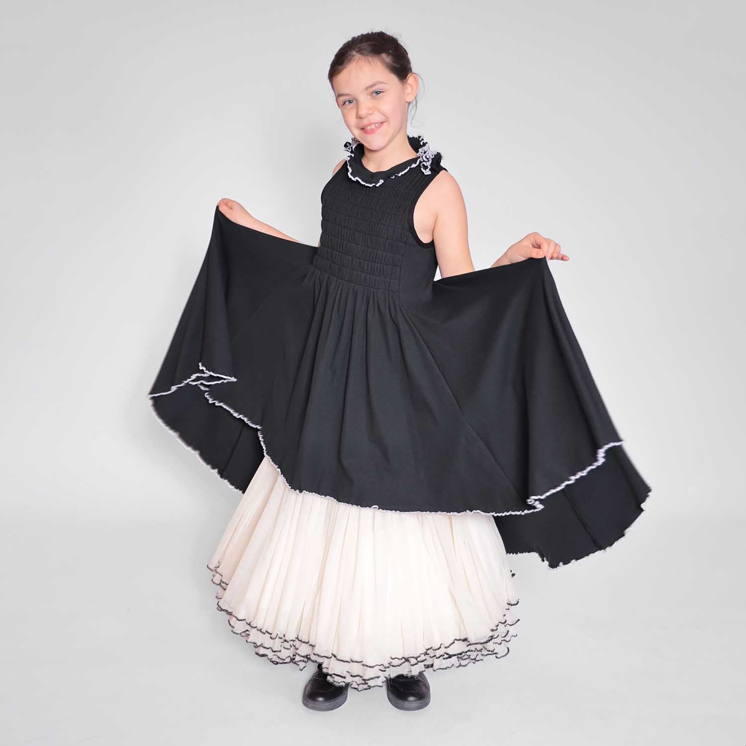 Wednesday Black Dress for Girls – Organic Cotton – Sizes 4-16 Years