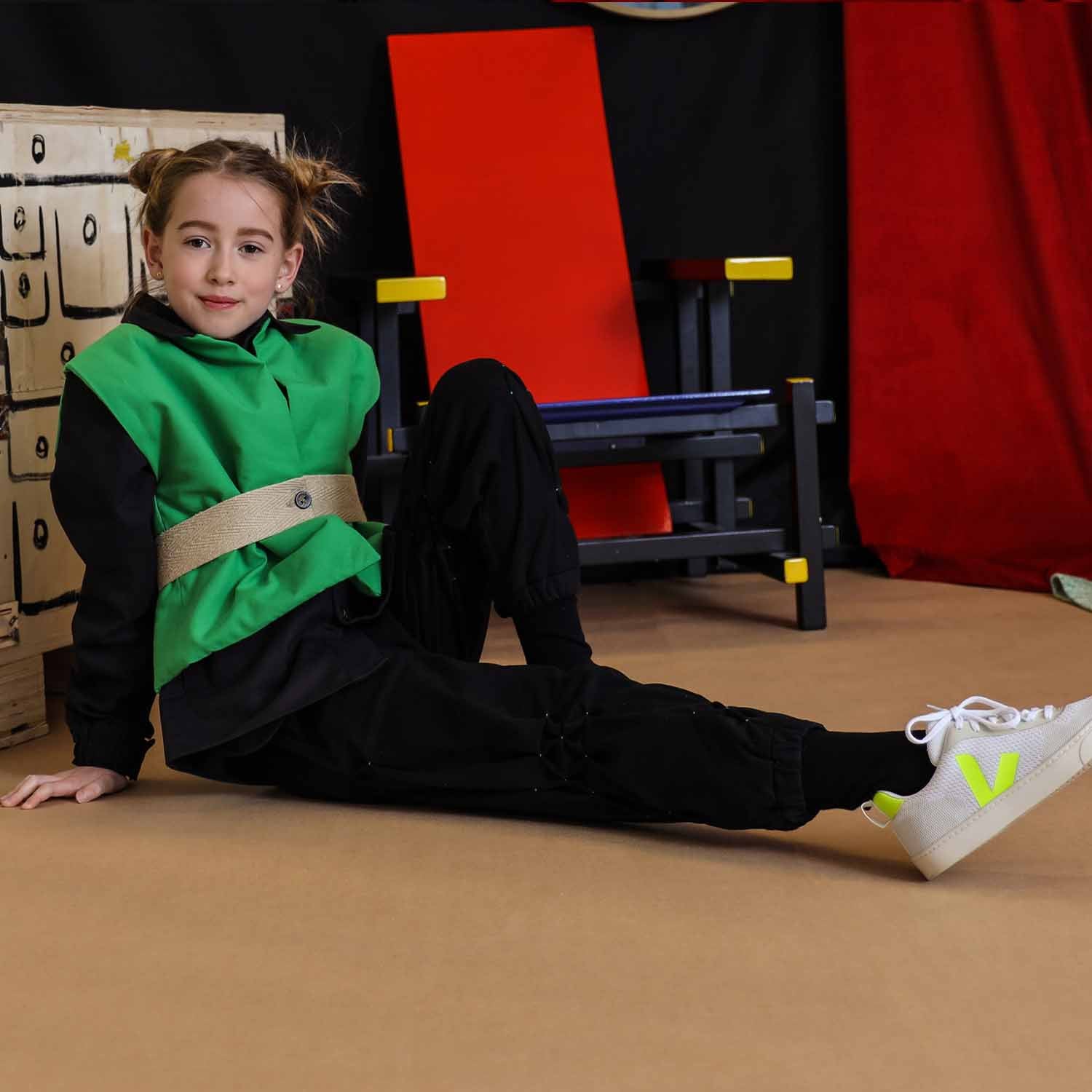 Kids Black Unisex Organic Cotton Track Pants with Hand Smocking – Sizes 4–16 Years