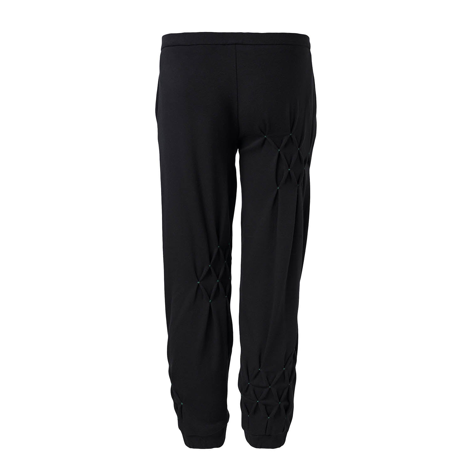 Kids Black Unisex Organic Cotton Track Pants with Hand Smocking – Sizes 4–16 Years
