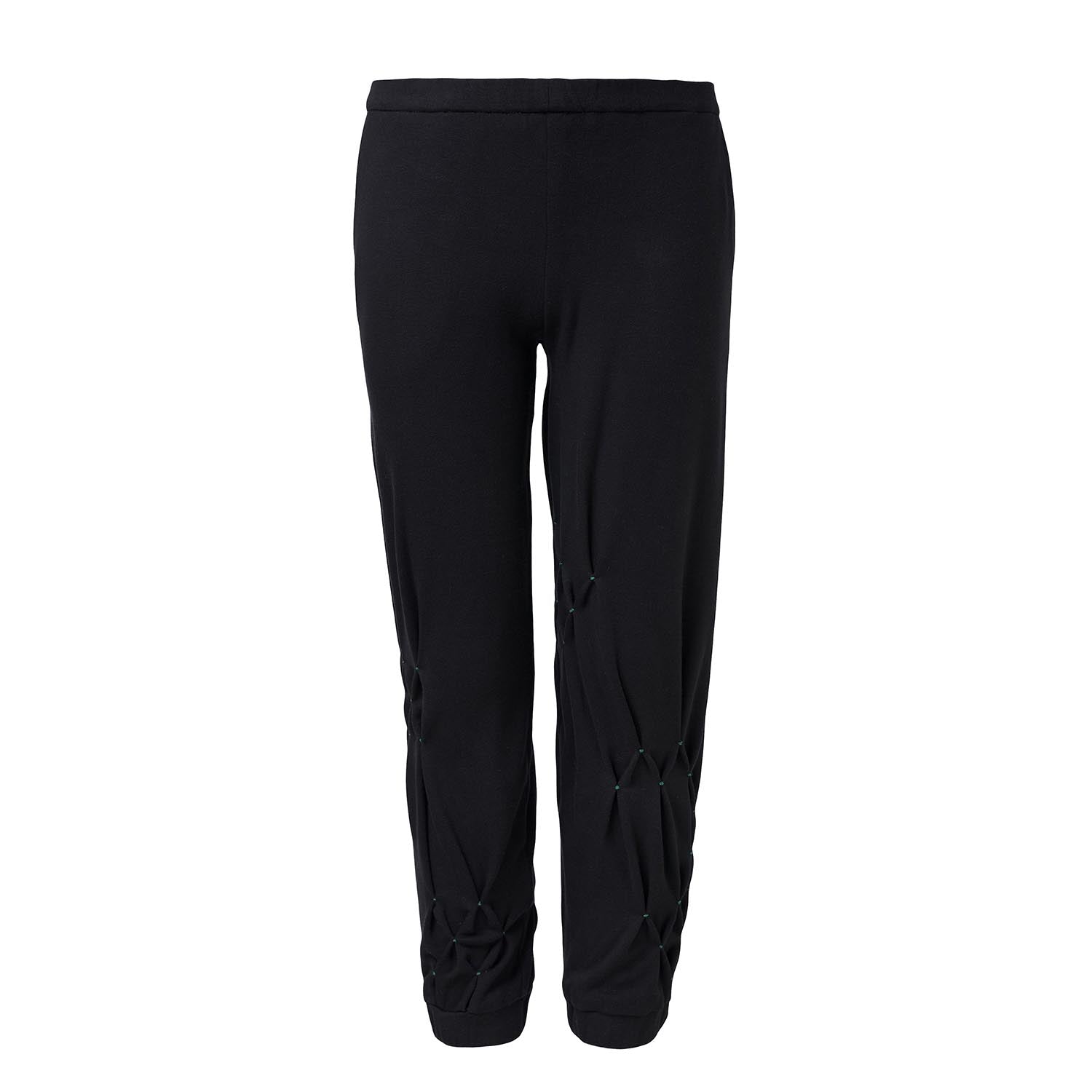 Kids Black Unisex Organic Cotton Track Pants with Hand Smocking – Sizes 4–16 Years