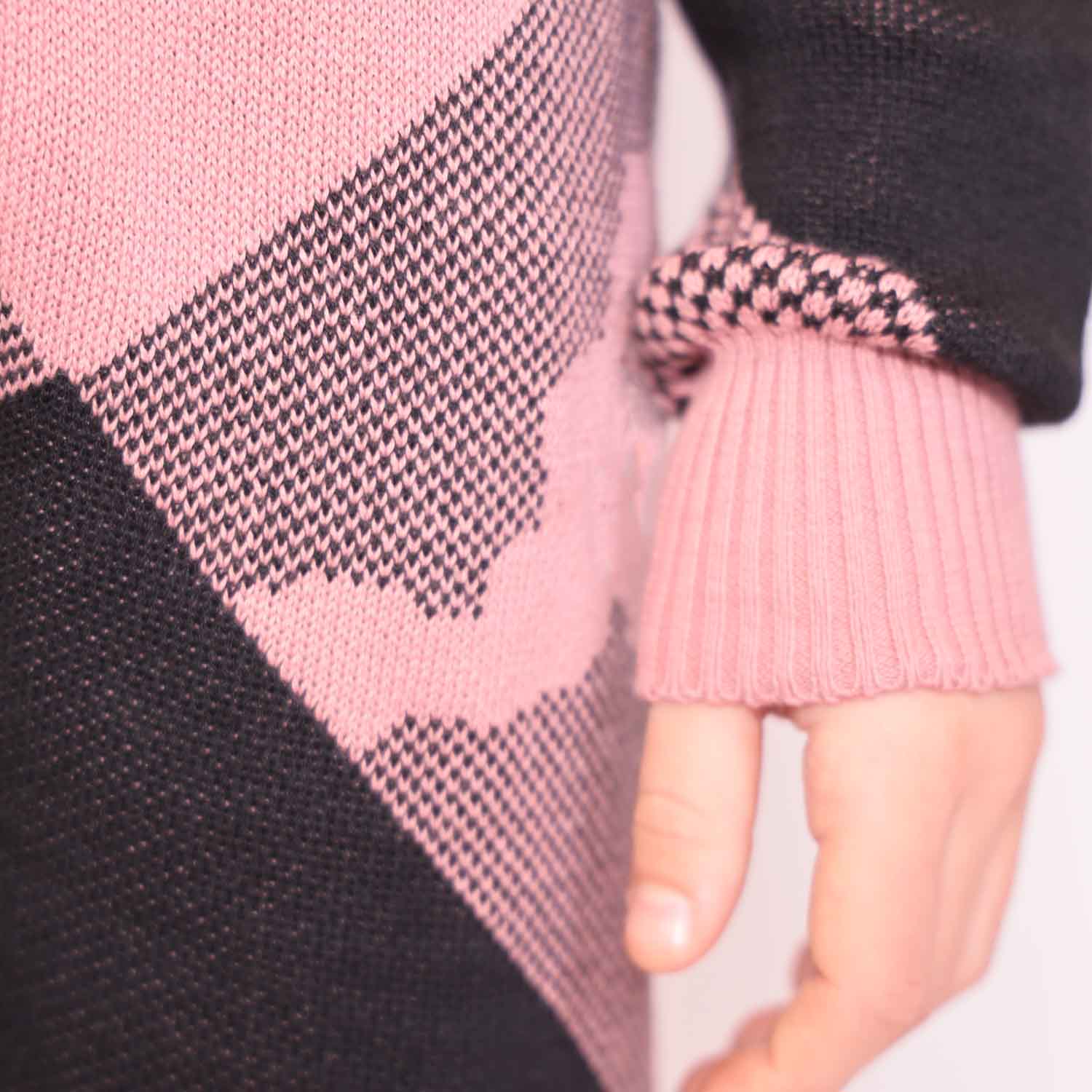 Kids Pink and Black Unisex Knit Pants – Organic Cotton, Sizes 4–12 Years