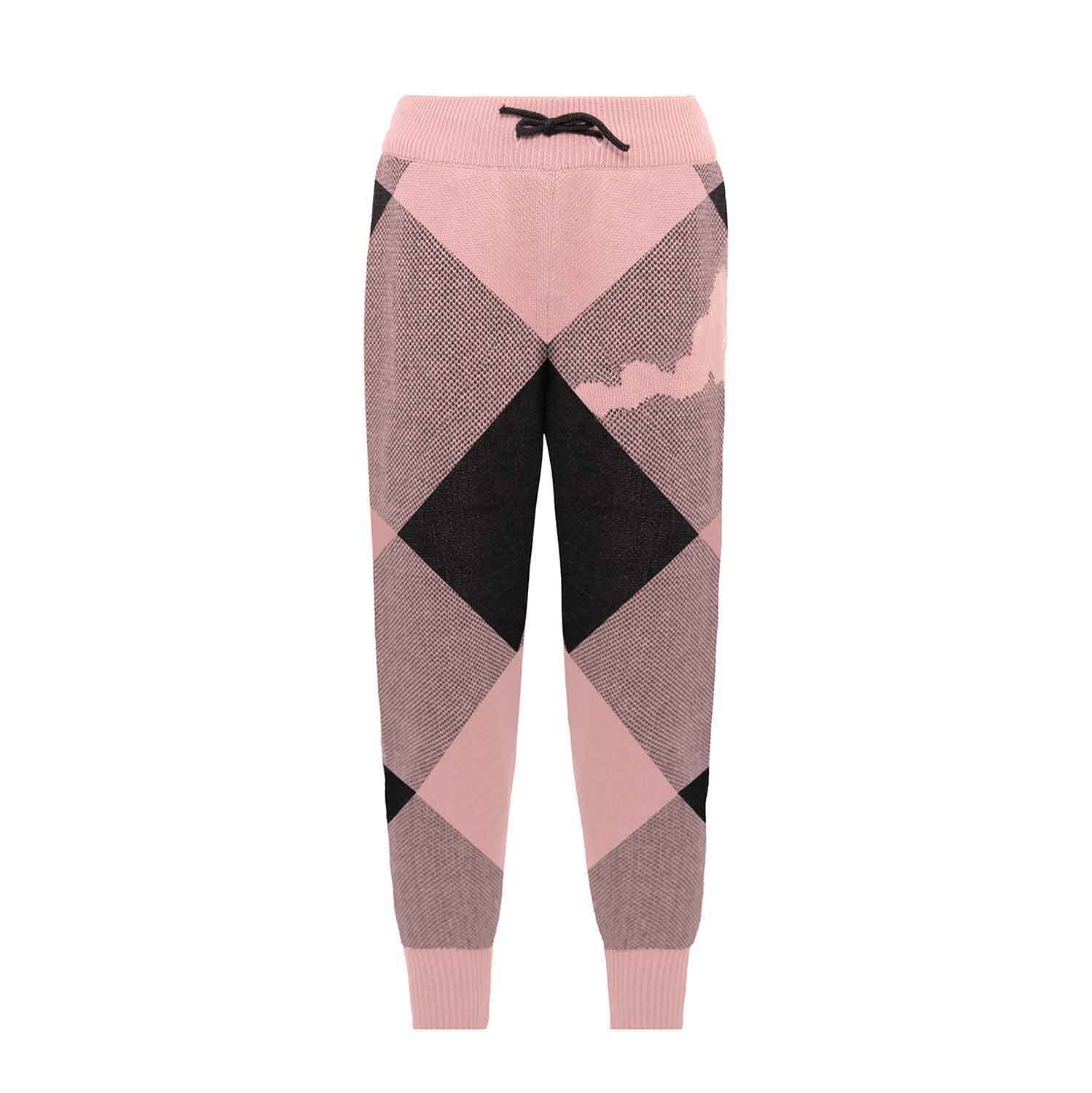Kids Pink and Black Unisex Knit Pants – Organic Cotton, Sizes 4–12 Years