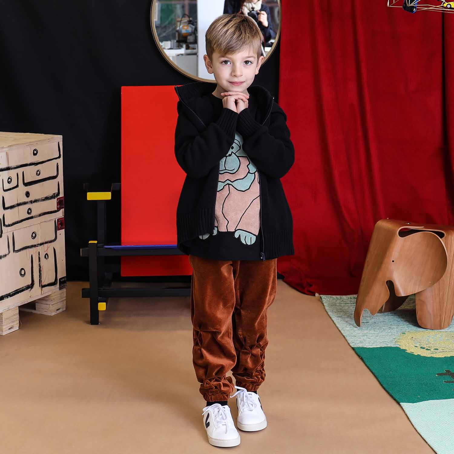 Kids Copper Velvet Unisex Organic Cotton Track Pants with Hand Smocking – Sizes 4–16 Years