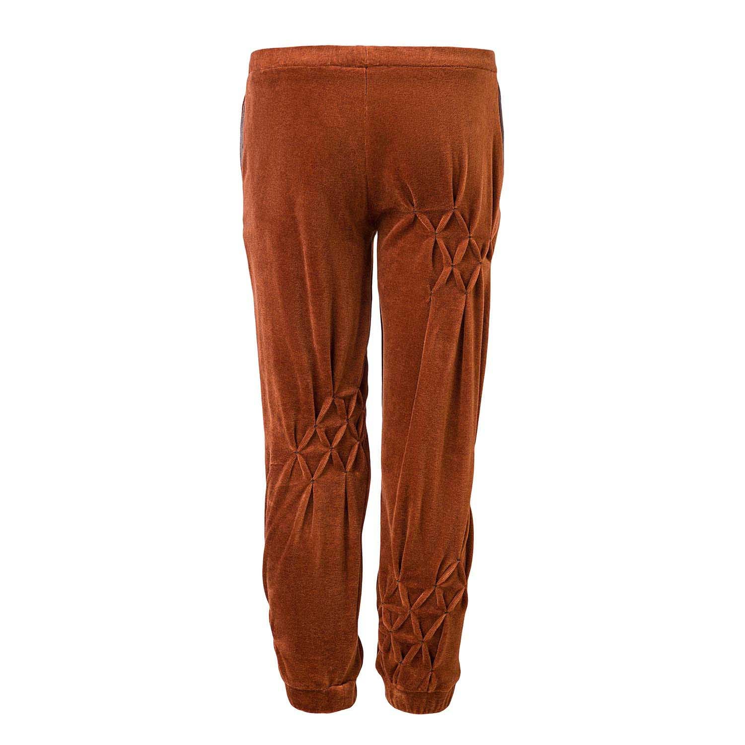 Kids Copper Velvet Unisex Organic Cotton Track Pants with Hand Smocking – Sizes 4–16 Years