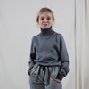 Kids Grey Turtleneck – Organic Cotton, Unisex, Sizes 6 Months–16 Years