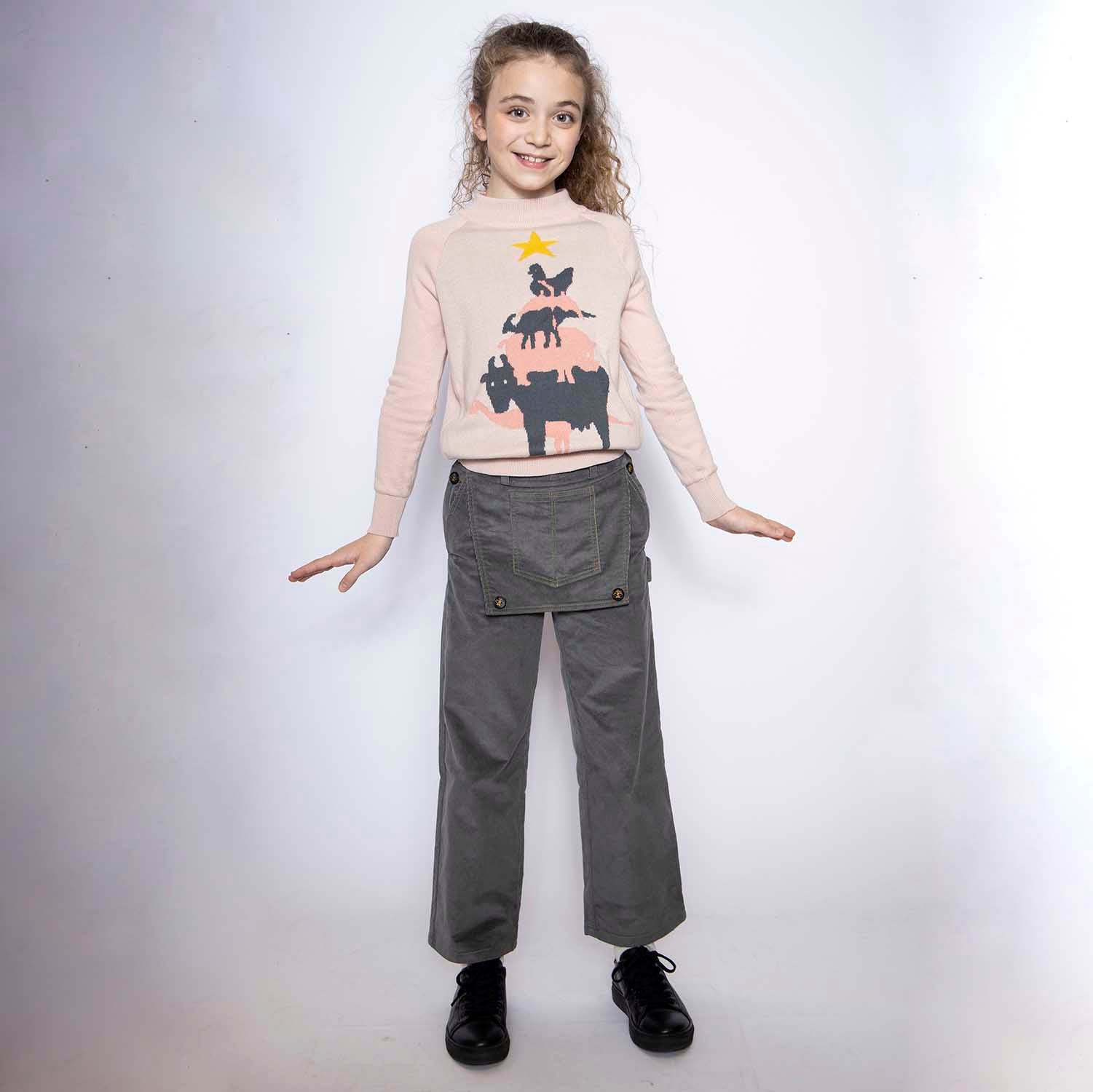 Kids Grey Velvet Pants – GOTS Certified Organic Cotton, Sizes 4–12 Years