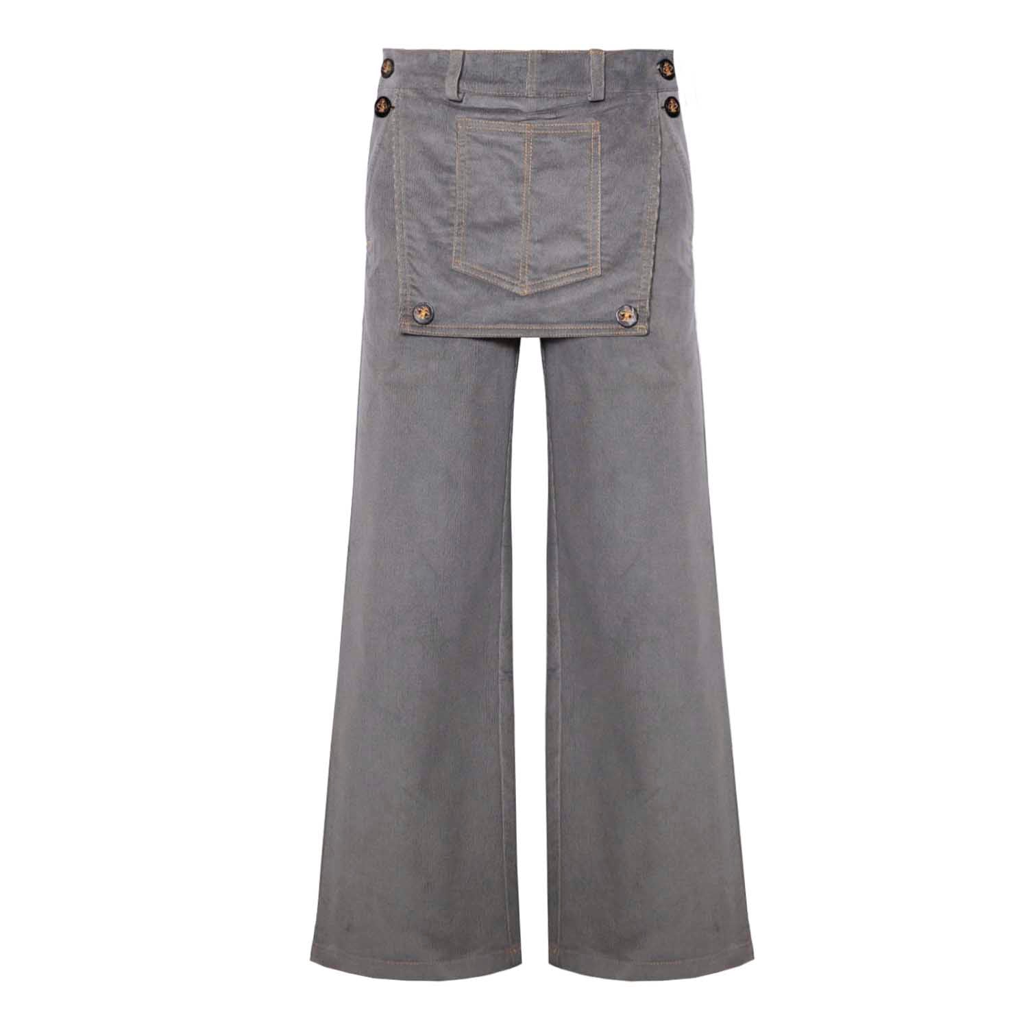 Kids Grey Velvet Pants – GOTS Certified Organic Cotton, Sizes 4–12 Years