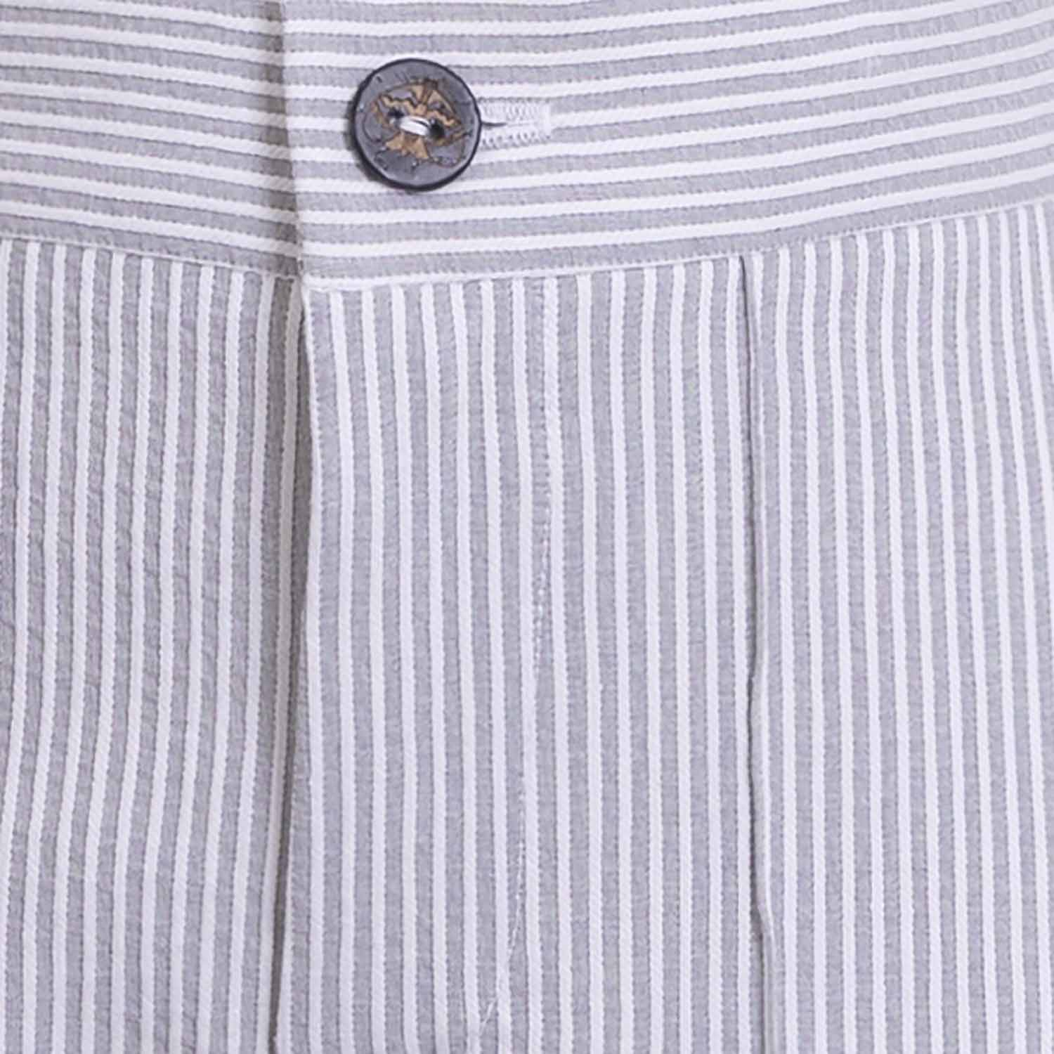 Kids Grey and White Striped Unisex Bermuda Shorts – Organic Cotton, Sizes 4–16 Years