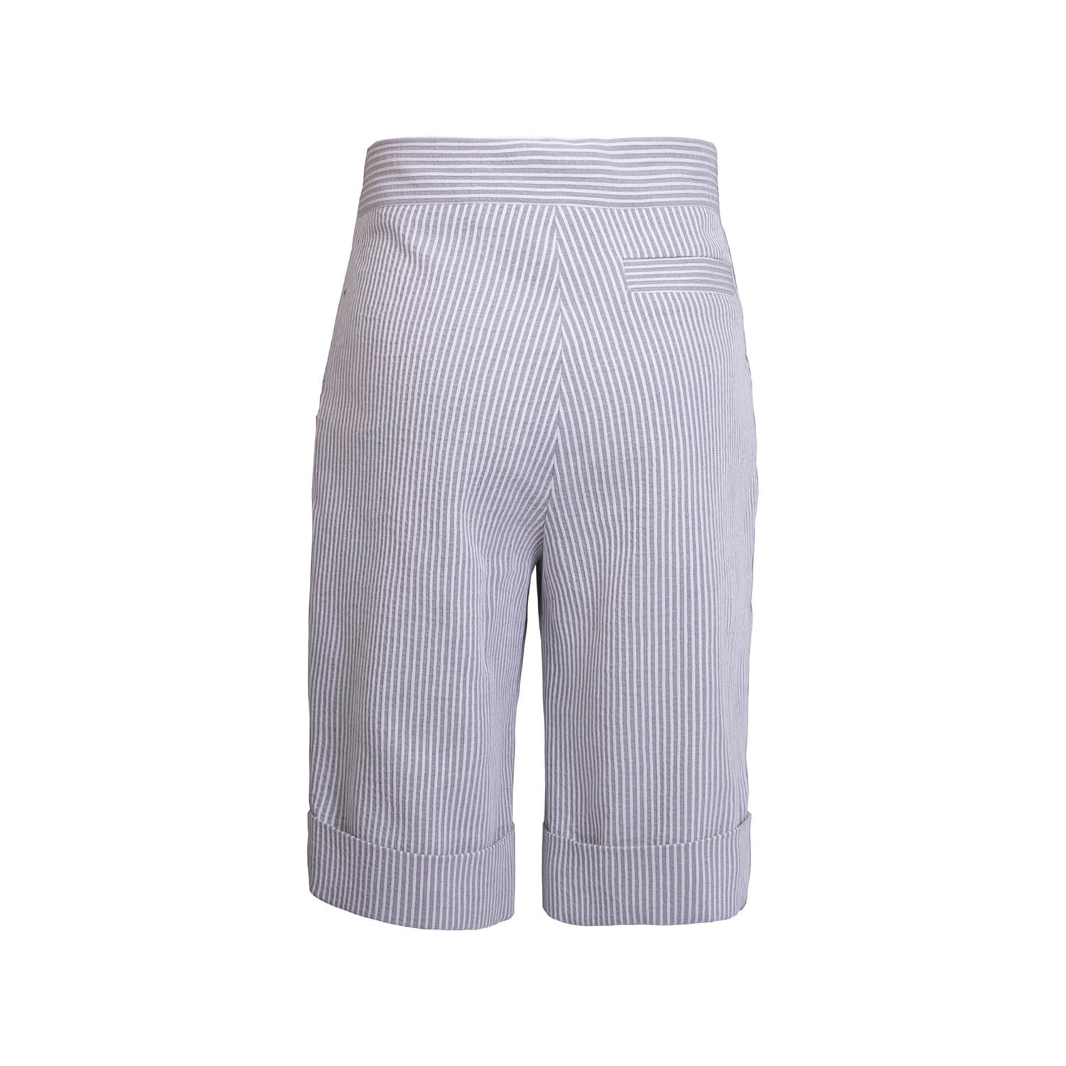 Kids Grey and White Striped Unisex Bermuda Shorts – Organic Cotton, Sizes 4–16 Years