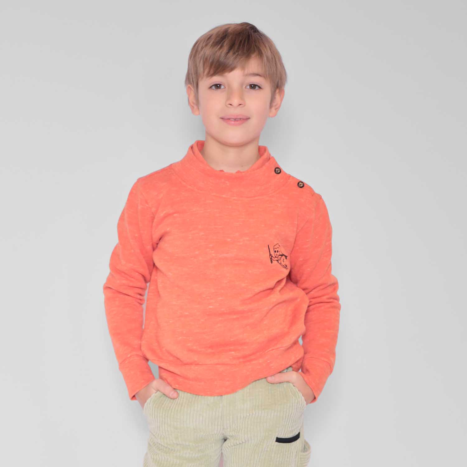 Orange Kids Sweatshirt – Organic Cotton, Unisex, Sizes 4–12 Years