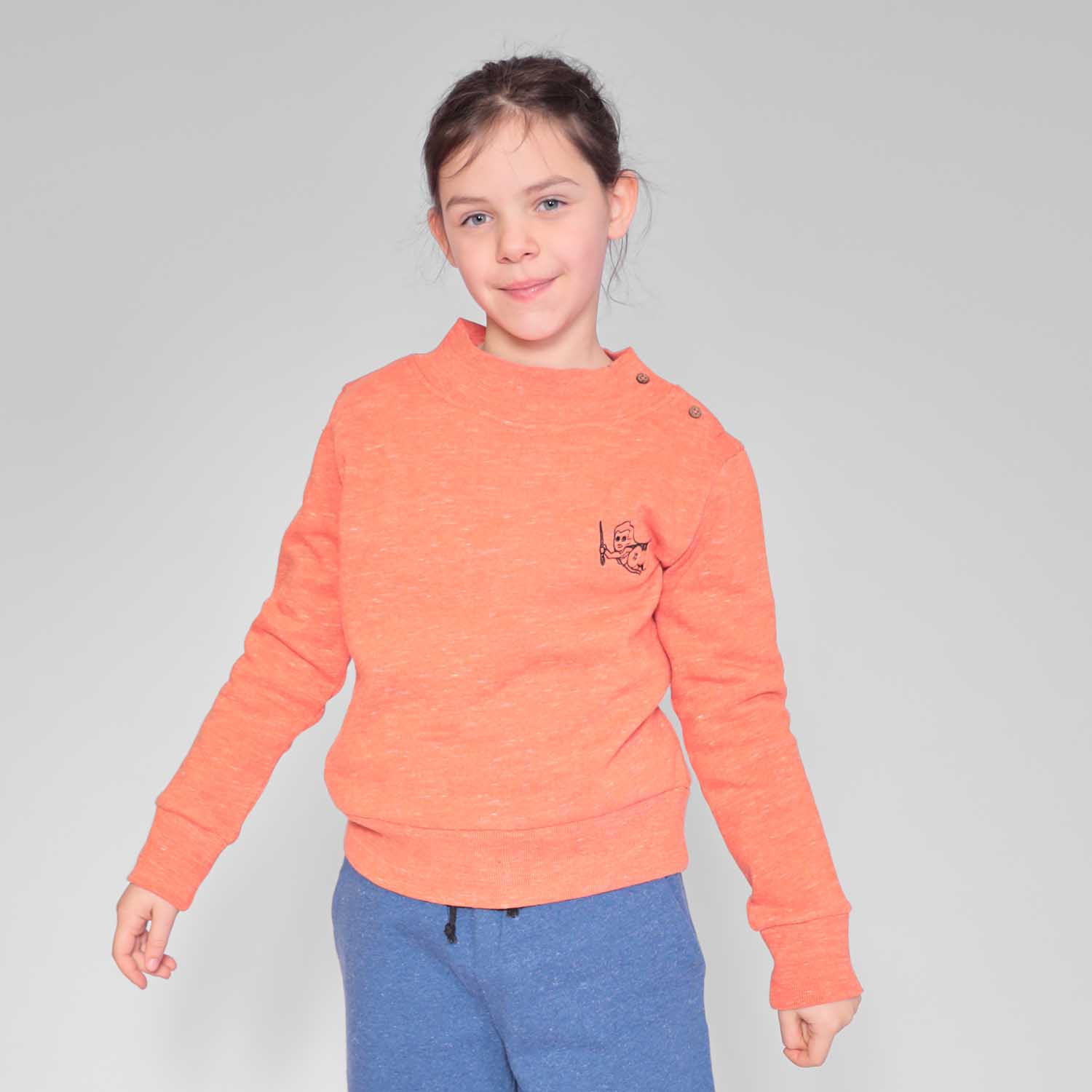 Orange Kids Sweatshirt – Organic Cotton, Unisex, Sizes 4–12 Years