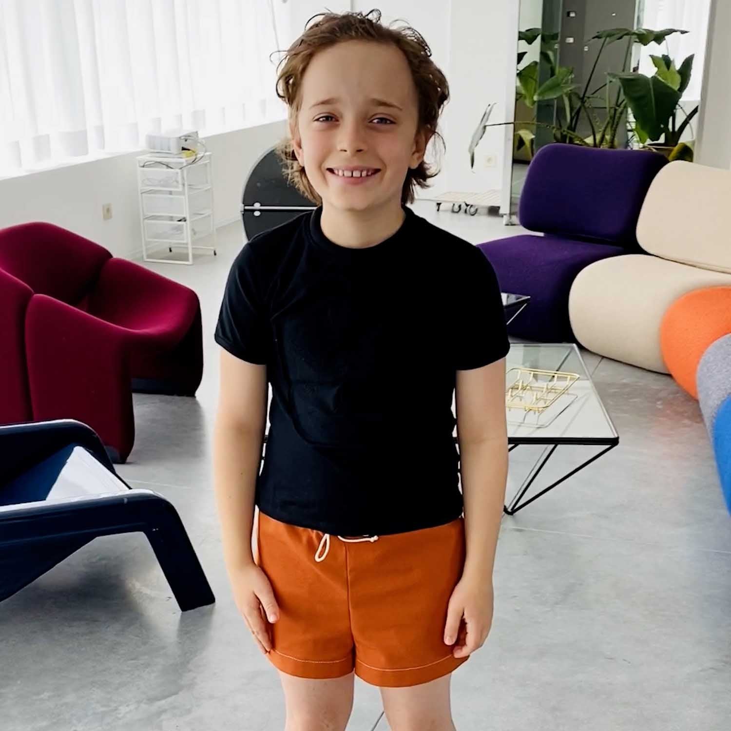 Terracotta Canvas Mini Shorts – Kids Unisex – Organic Cotton – Sizes 4–16 Years