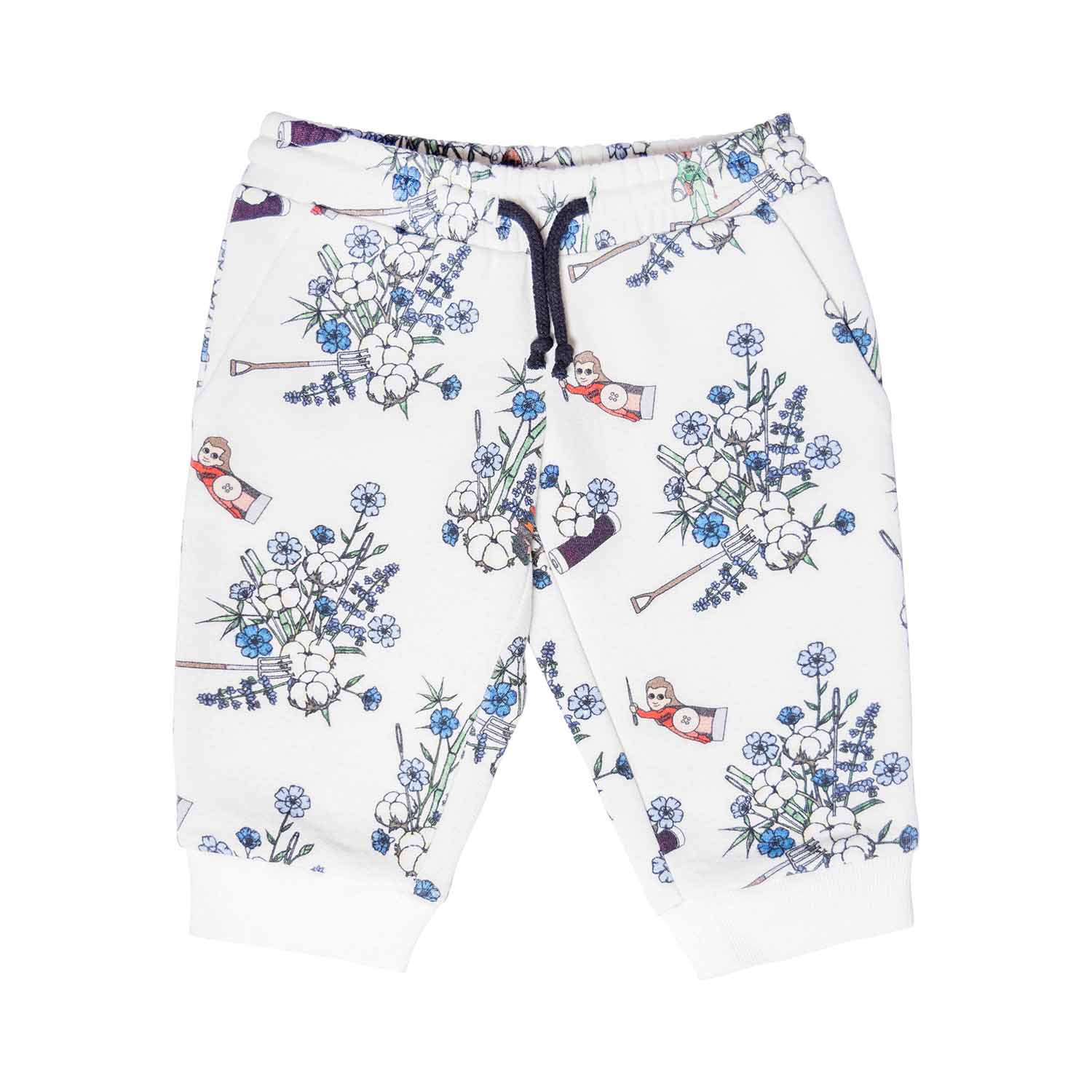White Floral Baby Pants – Unisex, Sizes 6 Months–2 Years
