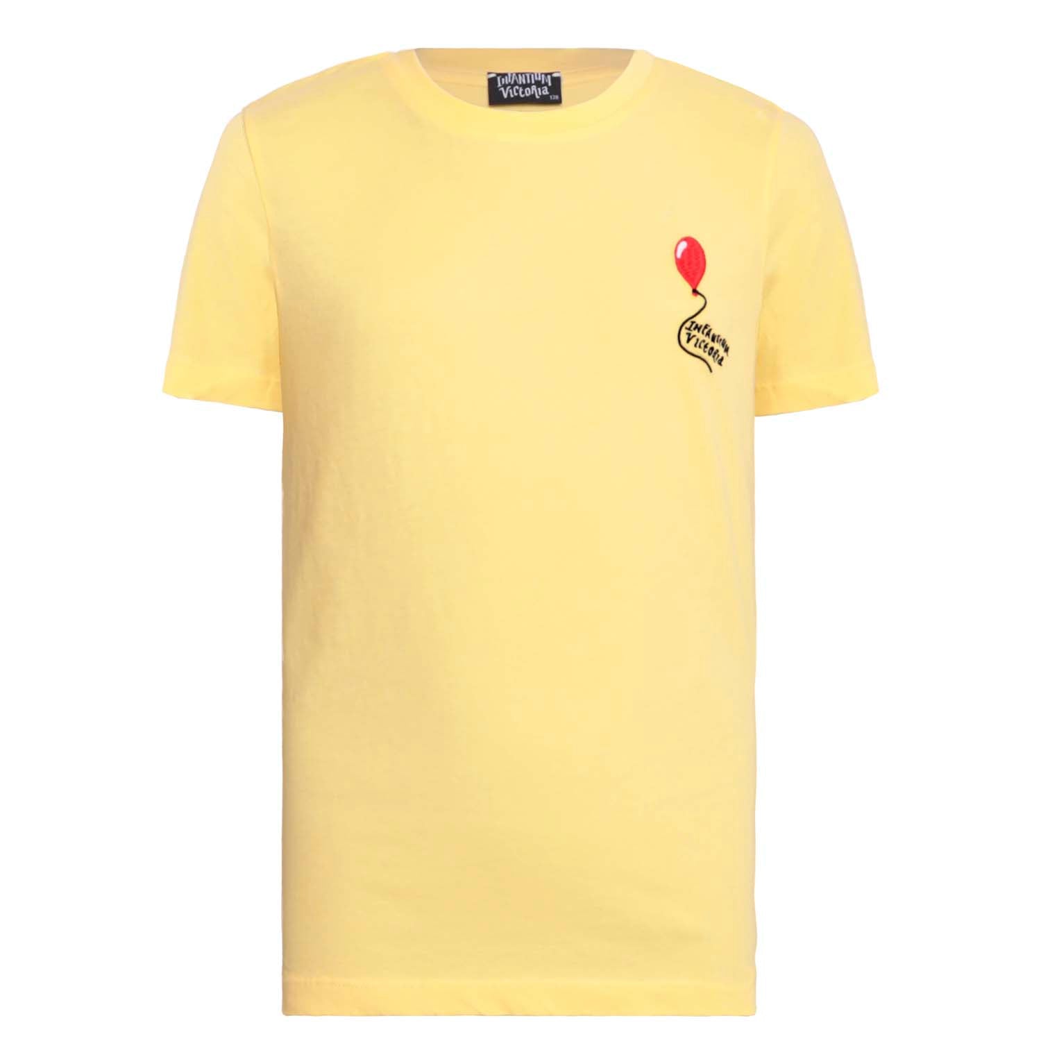 Organic Cotton Unisex Kids T-Shirt – Yellow with Balloon Embroidery – Sizes 2 to 10 Years