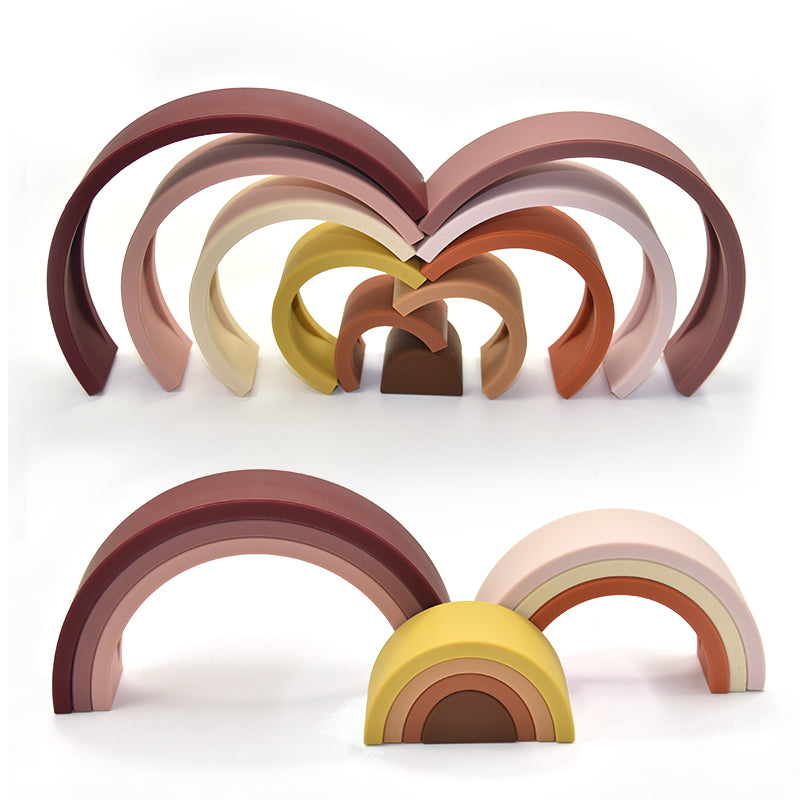 Rainbow Silicone Building Blocks for Early Education