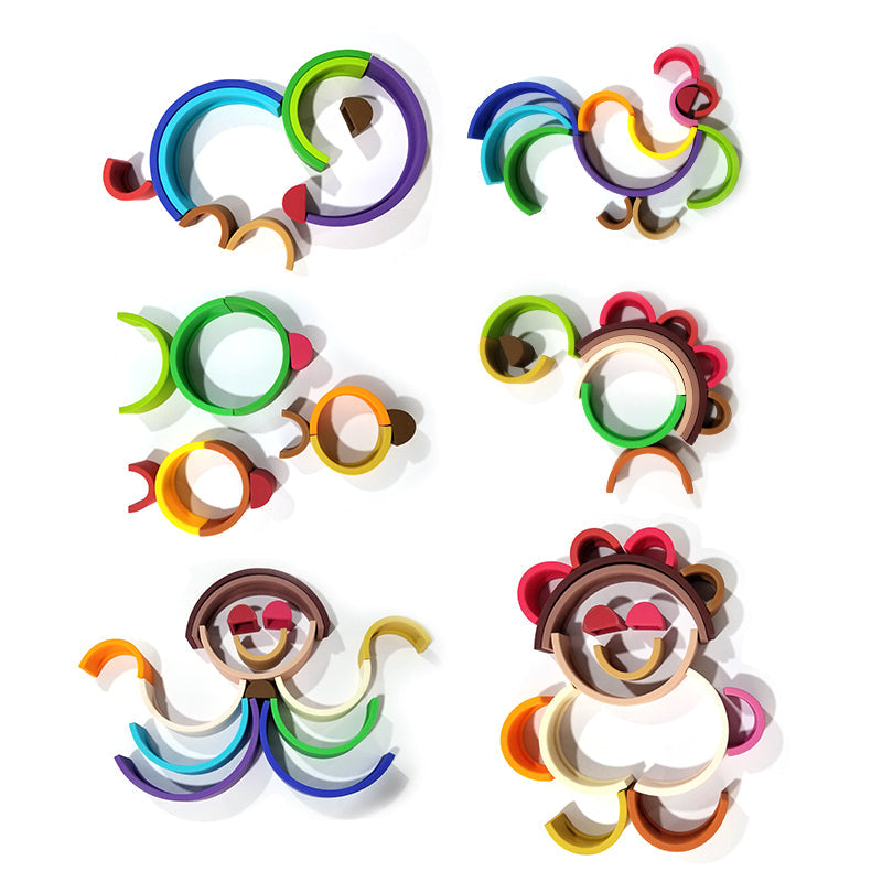 Rainbow Silicone Building Blocks for Early Education