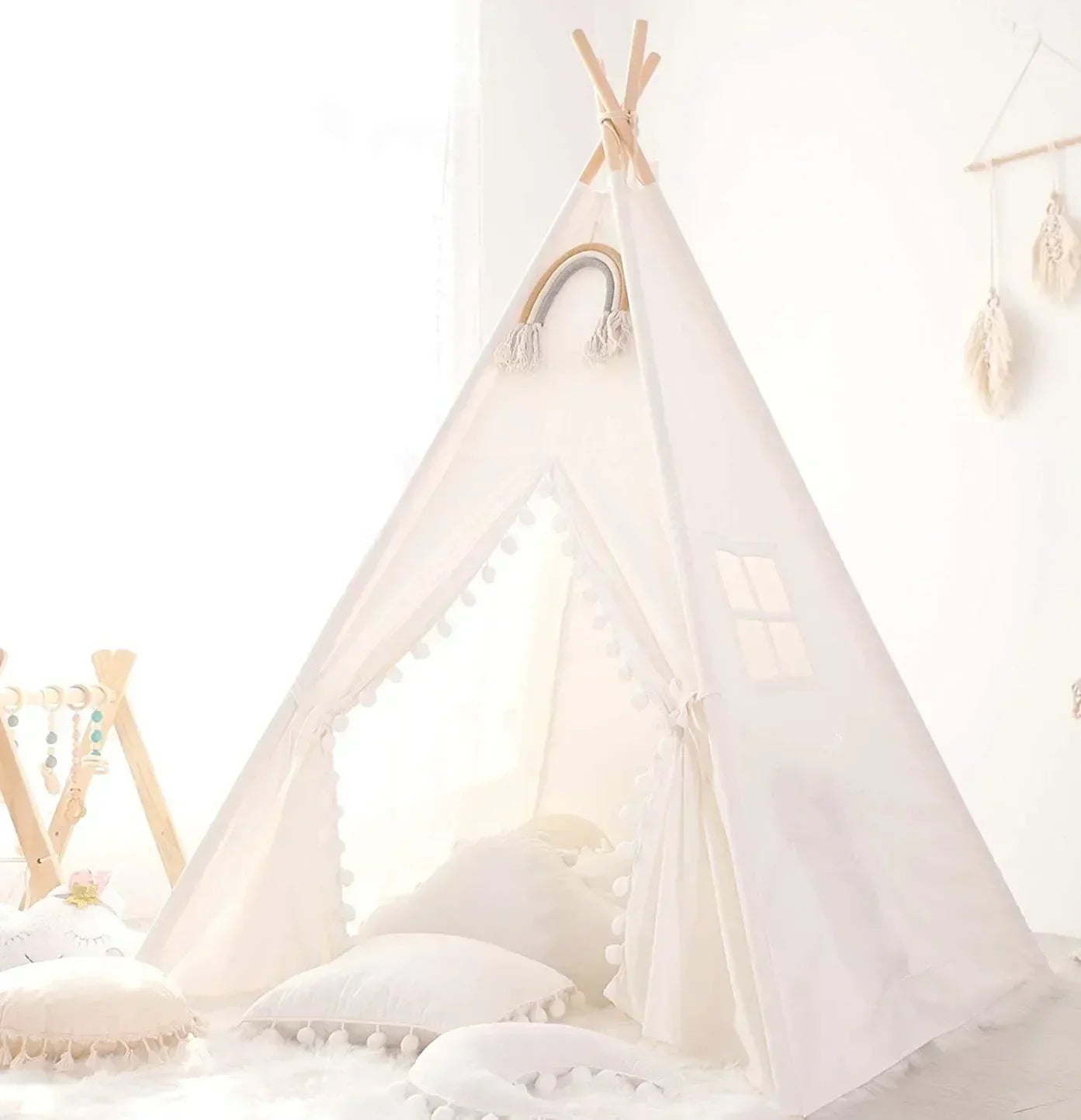 Kids Cotton Play Tent – Natural Cotton Canvas – Solid Wood Frame – Recommended Age 18 Months+