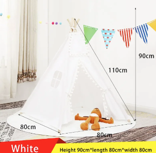 Kids Cotton Play Tent – Natural Cotton Canvas – Solid Wood Frame – Recommended Age 18 Months+
