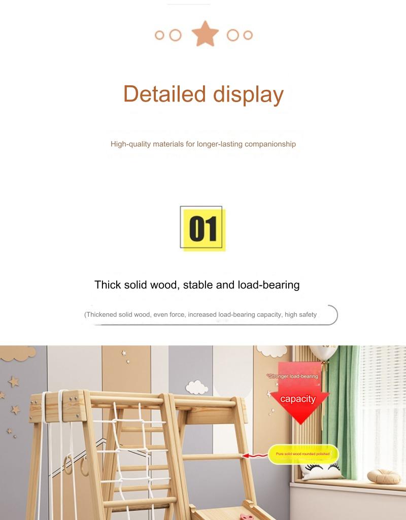 Solid Wood Kids Climbing and Sliding Playset Natural – Unisex, Recommended Age 15 Months+
