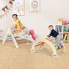 NNECW 7-in-1 Wood Triangle Climbing Toys for Toddlers-Multicolour-0