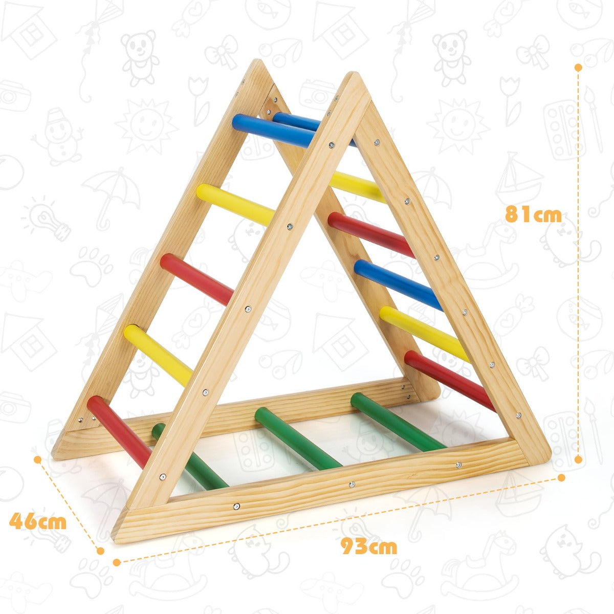 Pine Wood Triangle Climber Ladder Multi-Color – Recommended Age 3-7 Years