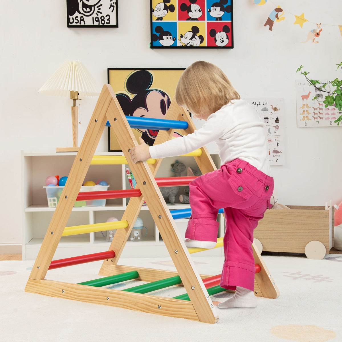 Pine Wood Triangle Climber Ladder Multi-Color – Recommended Age 3-7 Years