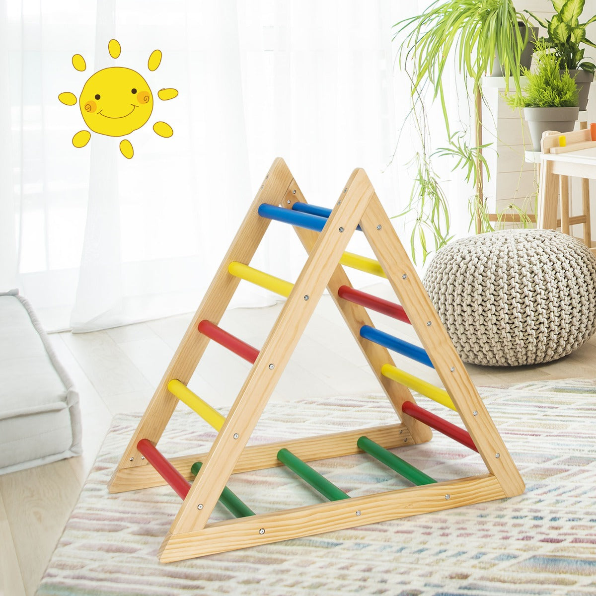 Pine Wood Triangle Climber Ladder Multi-Color – Recommended Age 3-7 Years