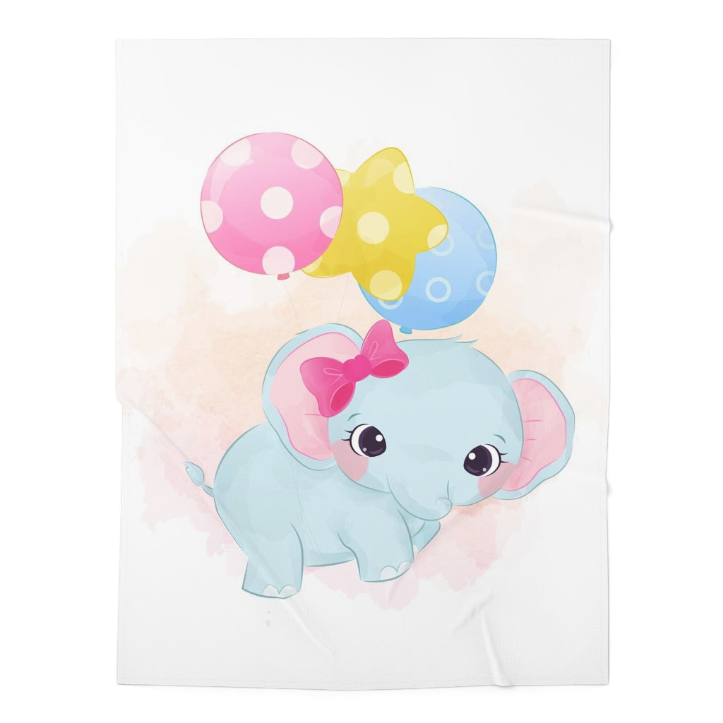 Baby Swaddle Blanket, Cute Elephant with Balloons Print