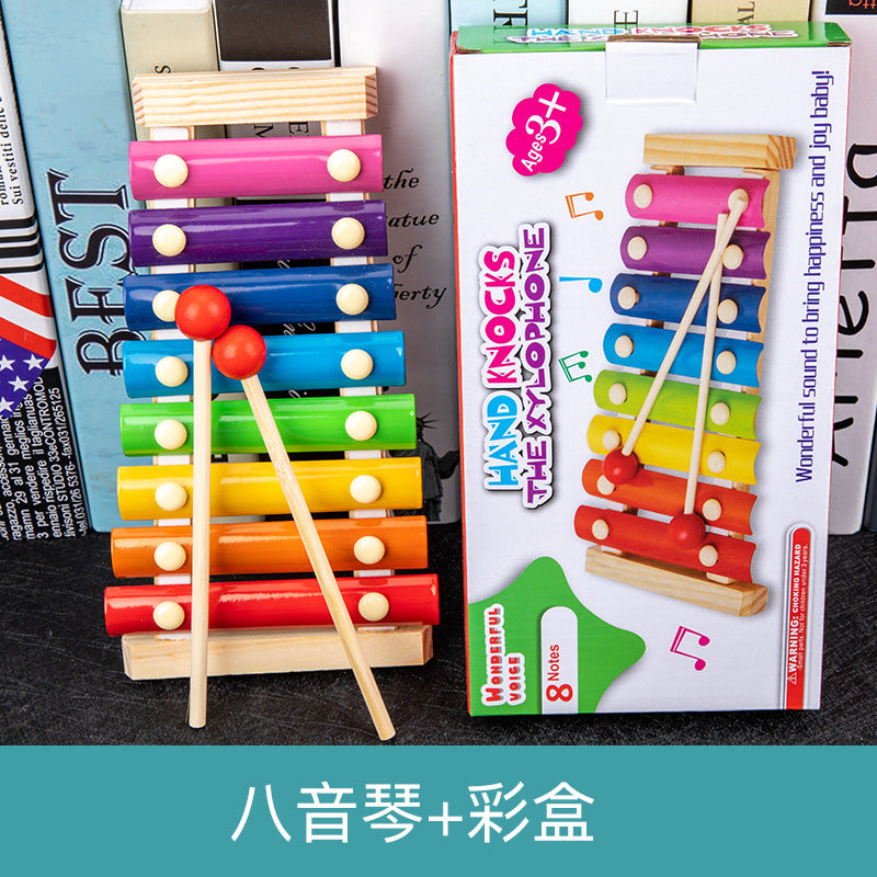 Infant children eight tones, tattuts, beads, rush, tweeter, rainbow tower, fish, early education, intelligence, wooden toys