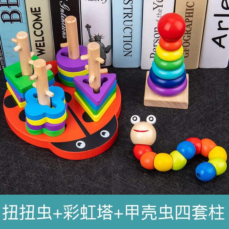 Infant children eight tones, tattuts, beads, rush, tweeter, rainbow tower, fish, early education, intelligence, wooden toys