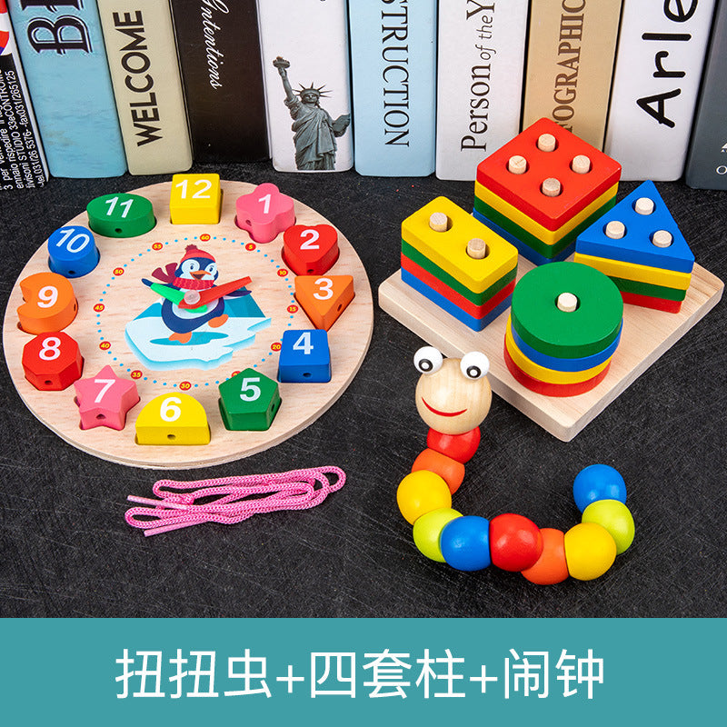 Infant children eight tones, tattuts, beads, rush, tweeter, rainbow tower, fish, early education, intelligence, wooden toys