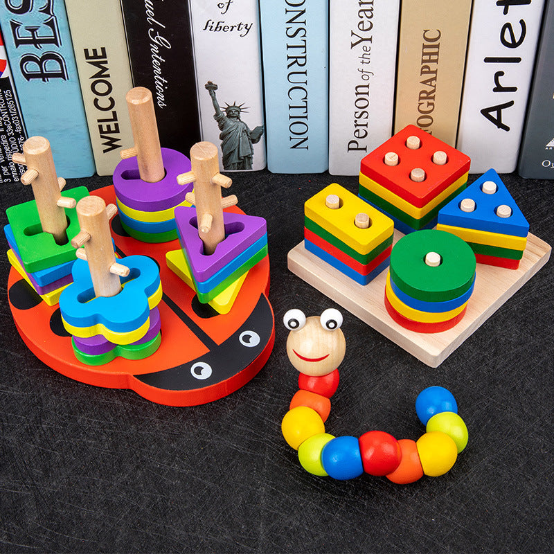 Infant children eight tones, tattuts, beads, rush, tweeter, rainbow tower, fish, early education, intelligence, wooden toys