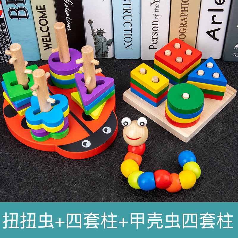 Infant children eight tones, tattuts, beads, rush, tweeter, rainbow tower, fish, early education, intelligence, wooden toys