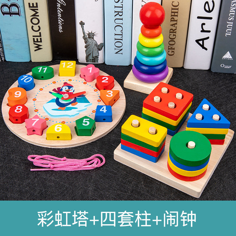 Infant children eight tones, tattuts, beads, rush, tweeter, rainbow tower, fish, early education, intelligence, wooden toys