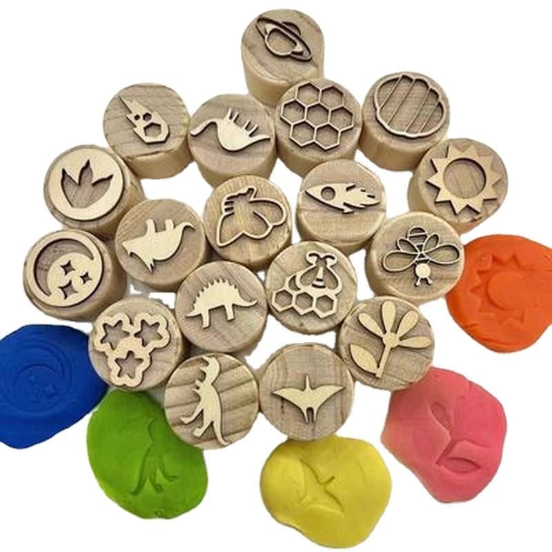 Children's Wooden Sensory Playdough Stamps