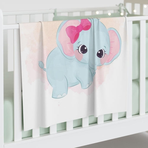 Baby Swaddle Blanket, Cute Elephant with Balloons Print